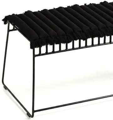Garden Glory sittdyna med fransar - Svart, svart frans, 38x120 cm - Garden Glory