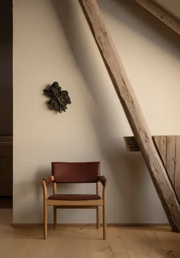 Vyn fåtölj klädd rygg och sits - Monocoat natural-Elmosoft 43283 - Gärsnäs