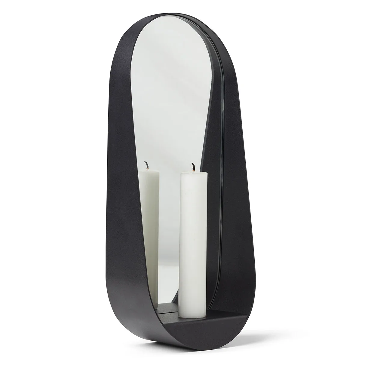 Glim spegel/ljusstake oval 12x28 cm, Svart Gejst