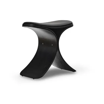 Luno pall 48x28x72 cm - Svart ek-svart läder - Gejst
