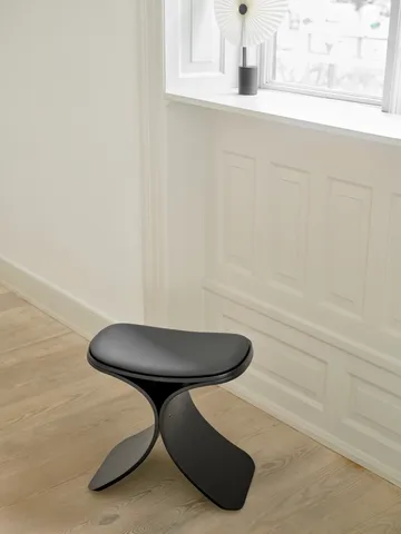 Luno pall 48x28x72 cm - Svart ek-svart läder - Gejst