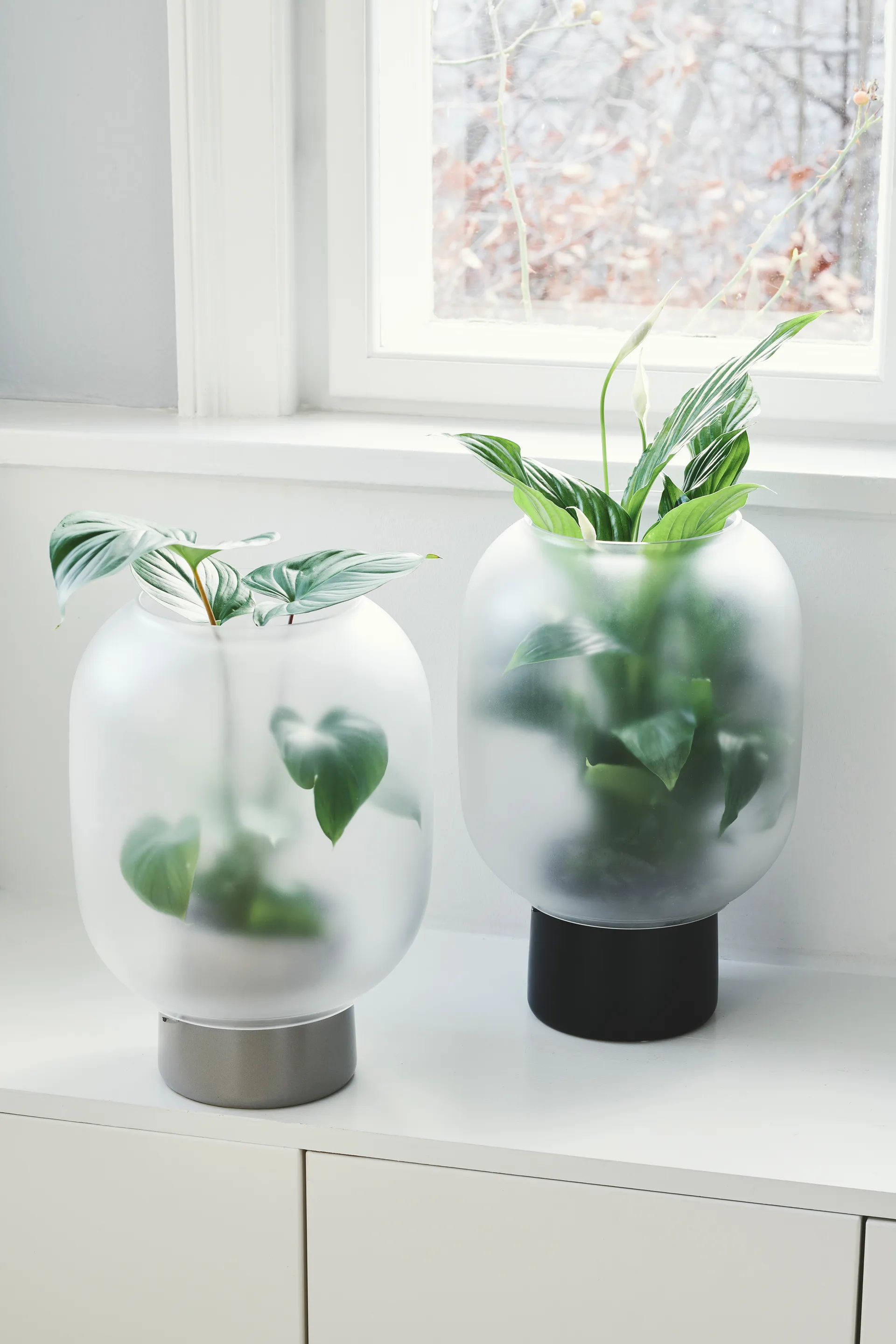 Nebl kruka med frostat glas Ø26 cm, Grå Gejst