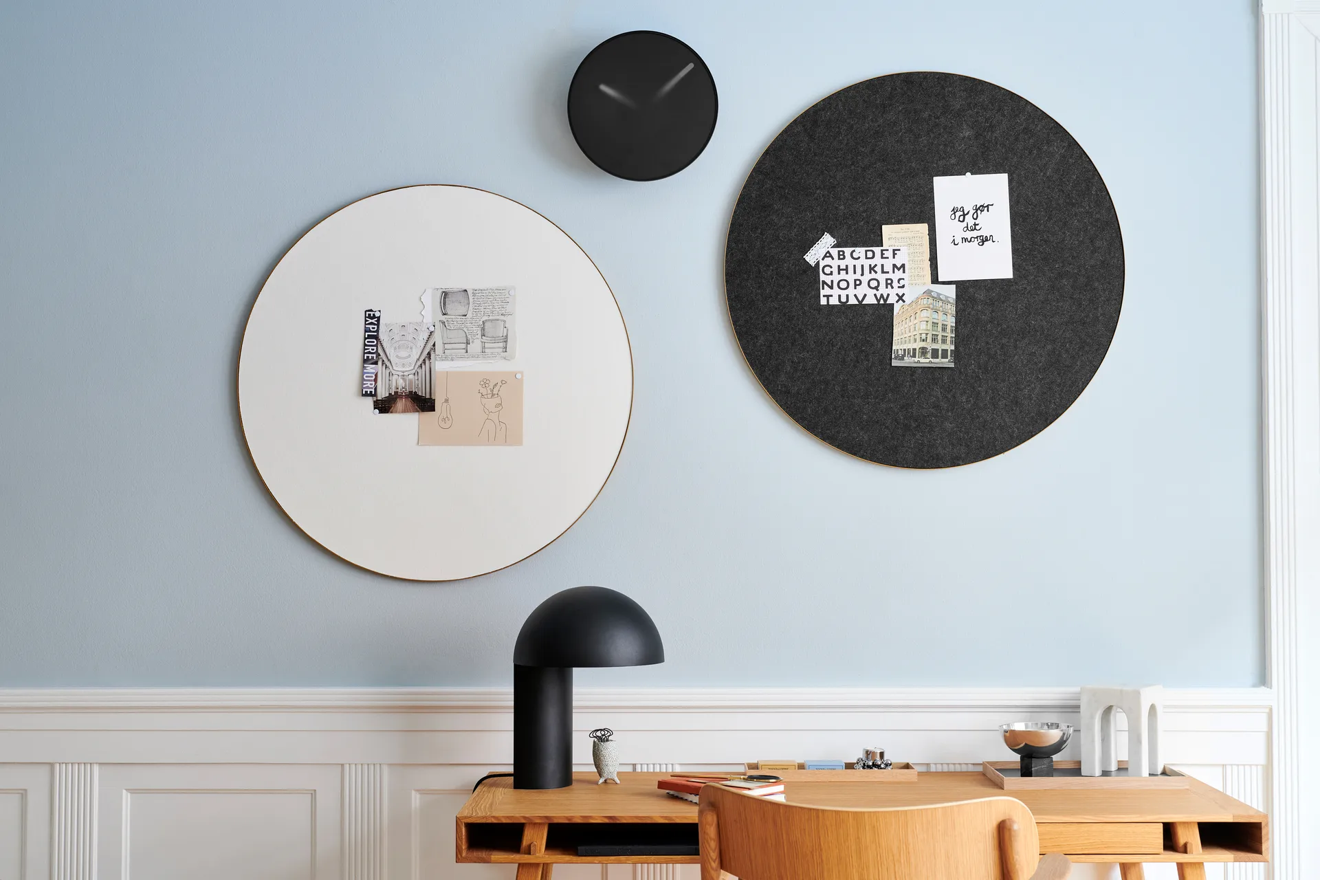 Retell pinboard anslagstavla Ø80 cm, Vit-mässing Gejst
