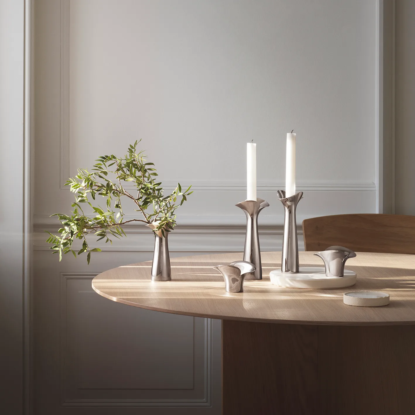 Bloom Botanica ljusstake 2-pack, Rostfritt stål Georg Jensen