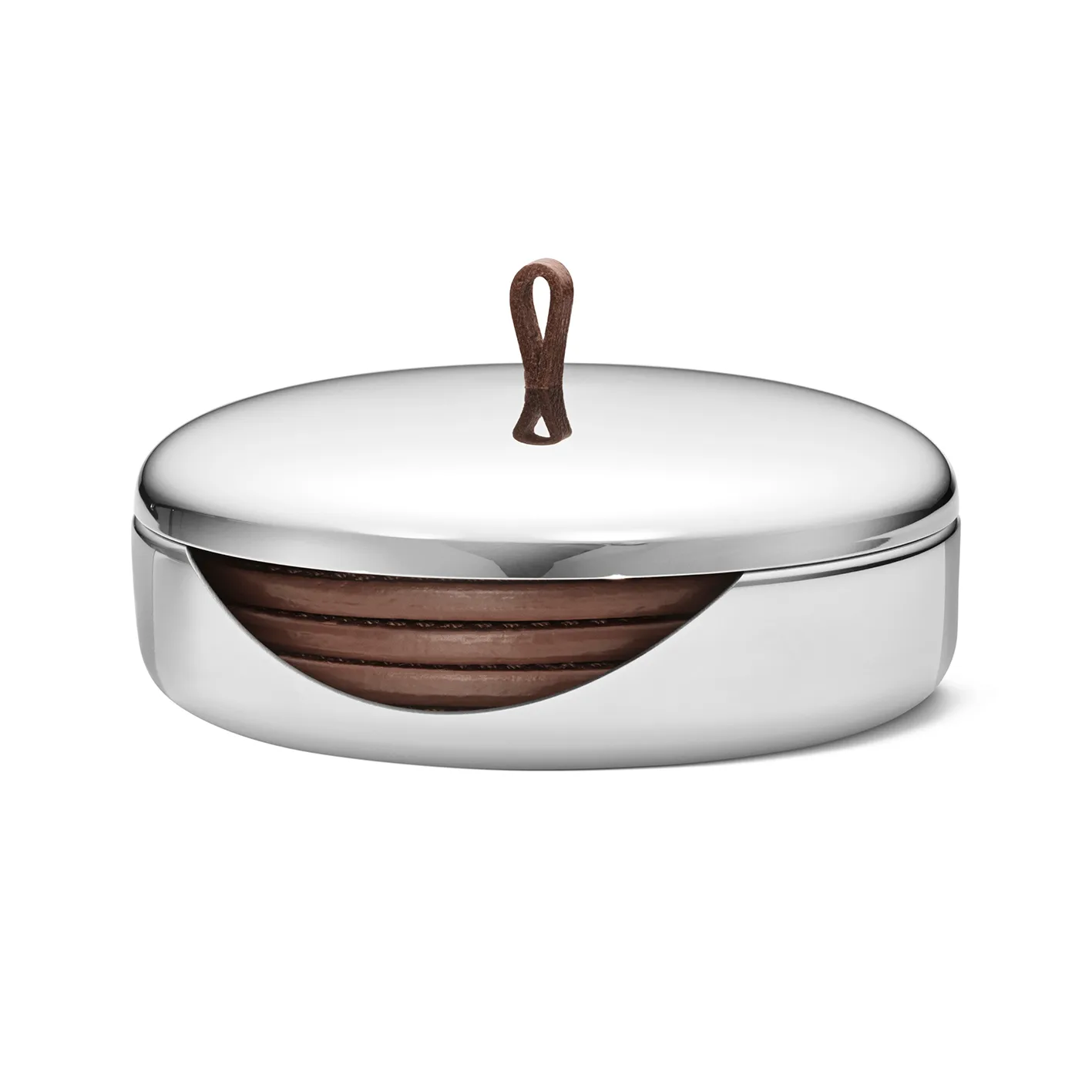 Sky glasunderlägg 4-pack med etui, Brunt läder Georg Jensen