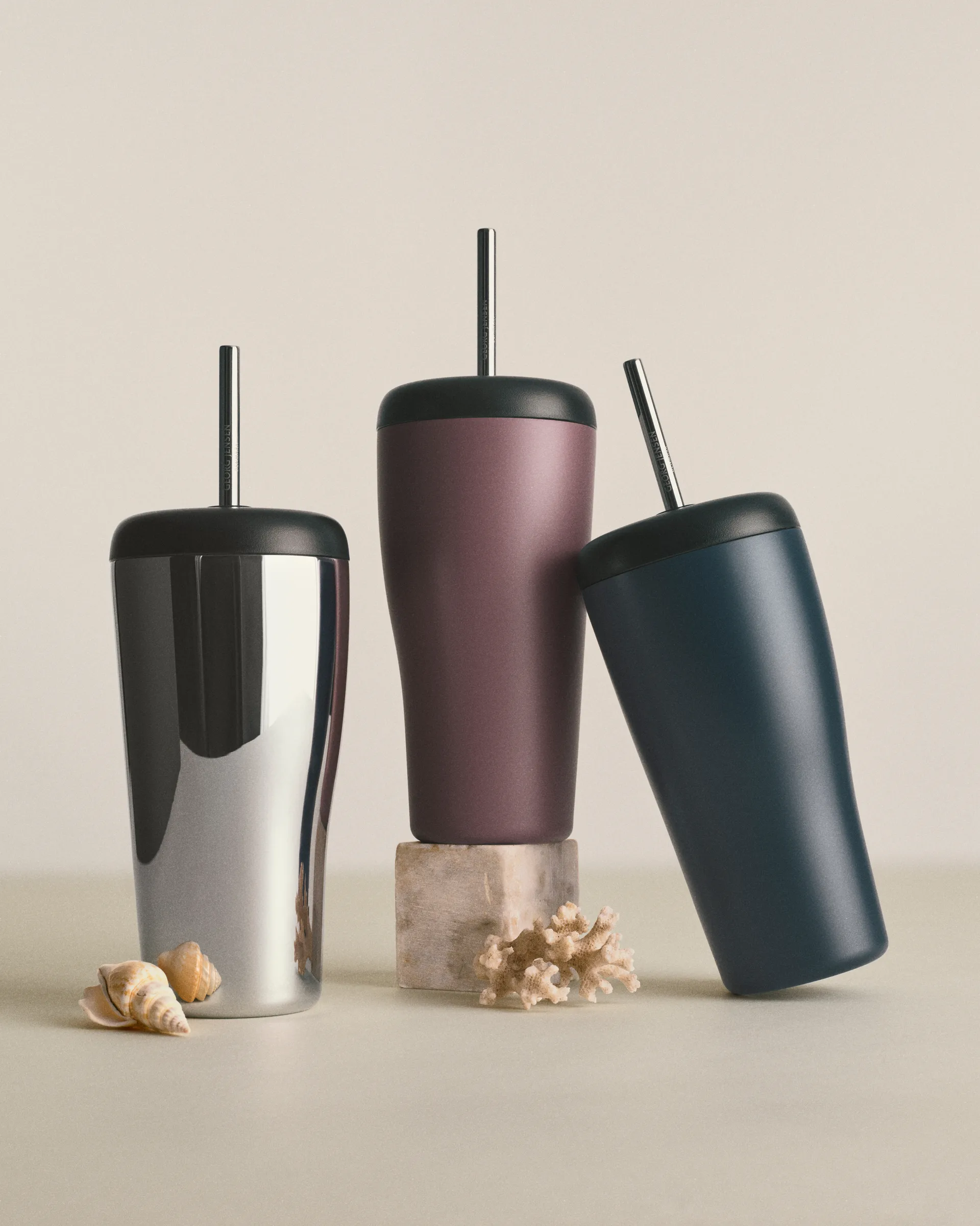 Sky termoskopp med sugrör 40 cl, Blå Georg Jensen