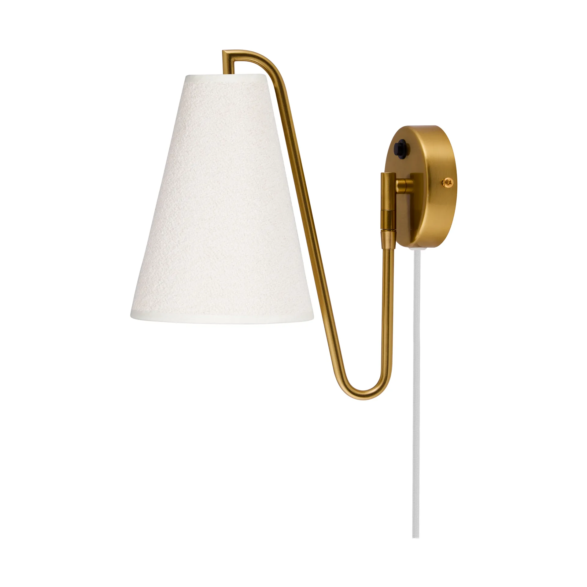 Lou vägglampa, Bouclé vit-borstad mässing Globen Lighting