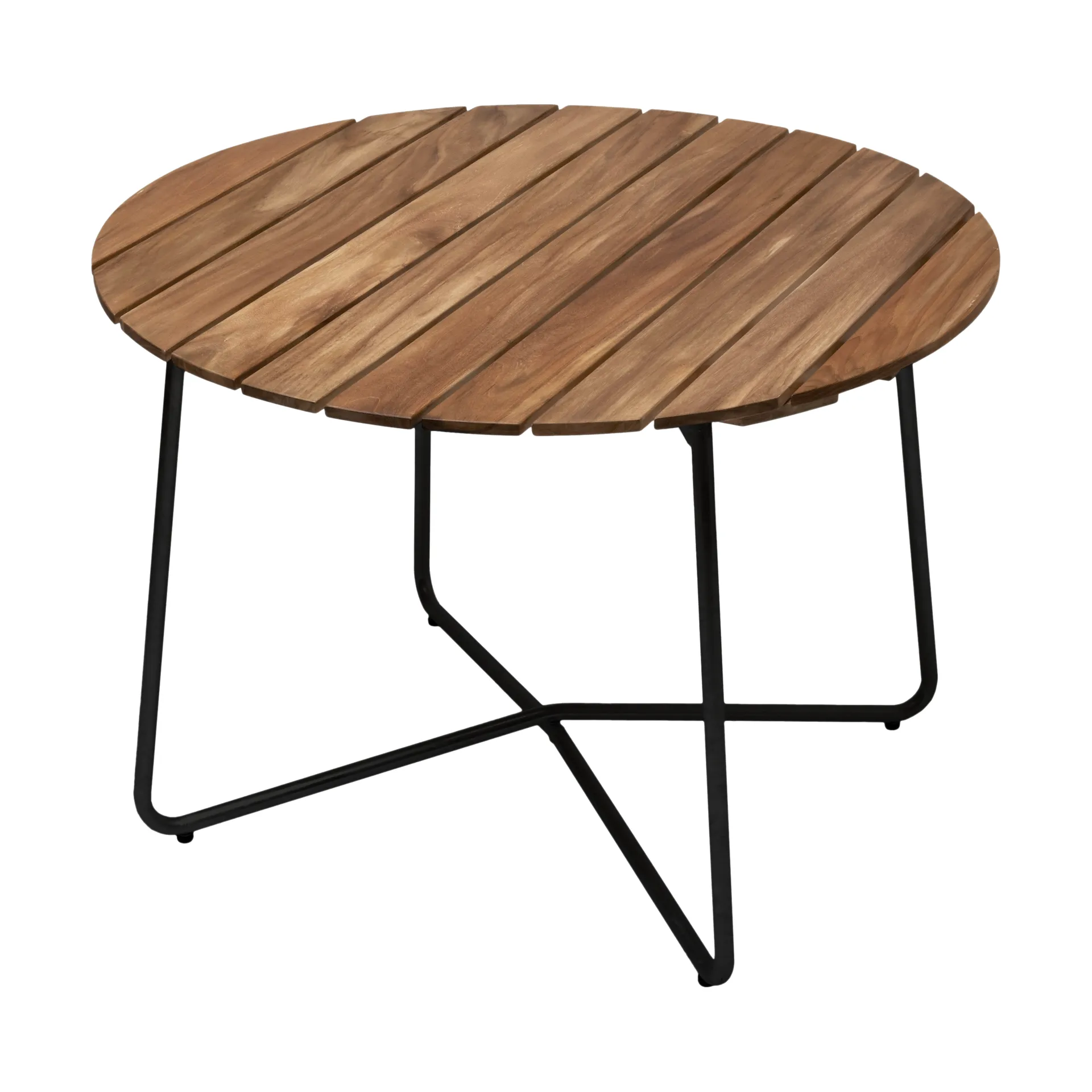 9A matbord, Obehandlad teak-svart, Ø100 cm Grythyttan Stålmöbler