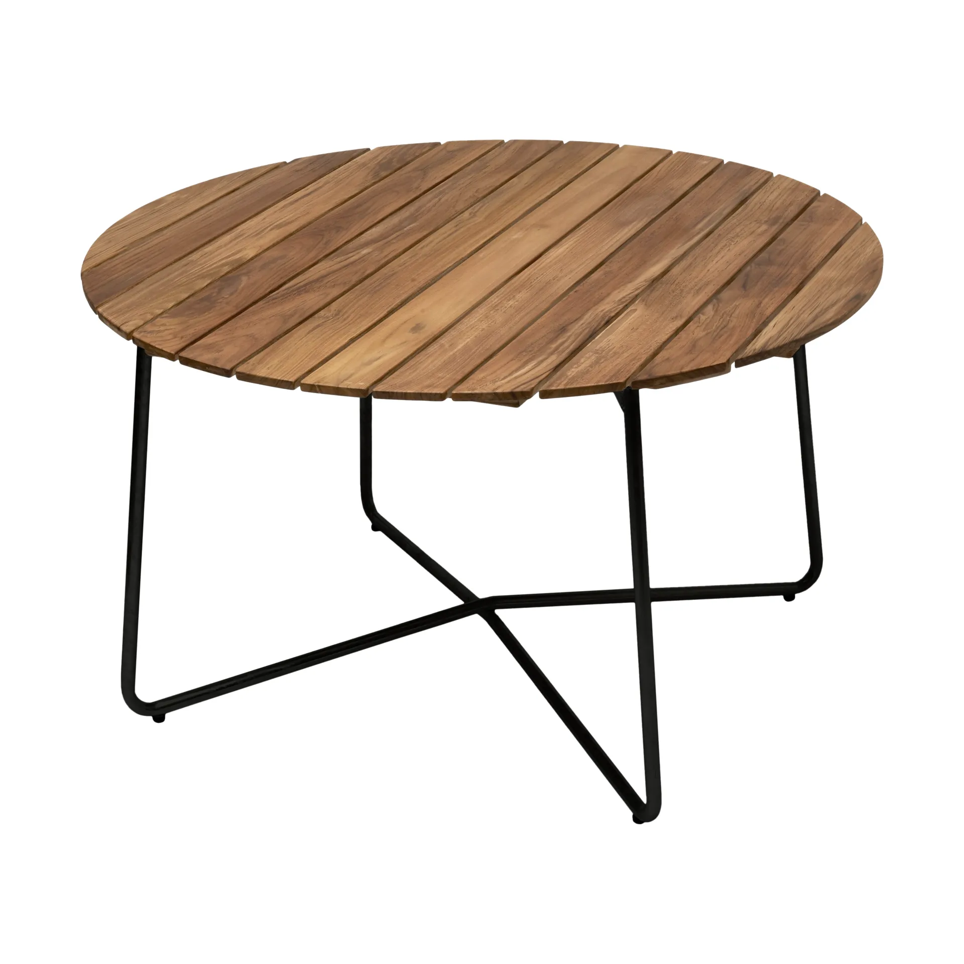 9A matbord, Obehandlad teak-svart, Ø120 cm Grythyttan Stålmöbler
