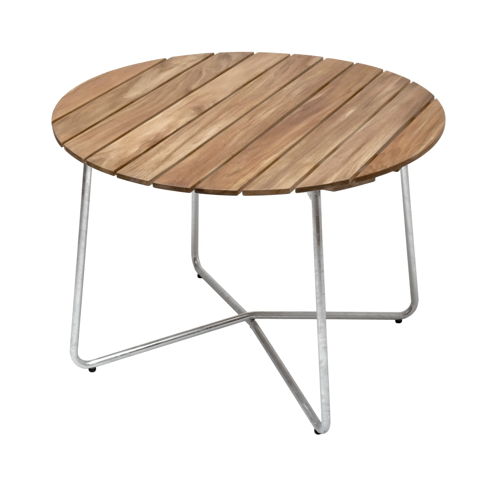 9A matbord, Teak-varmförzinkat stativ, Ø100 cm Grythyttan Stålmöbler