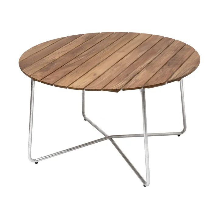 9A matbord - Teak-varmförzinkat stativ Ø120 cm - Grythyttan Stålmöbler