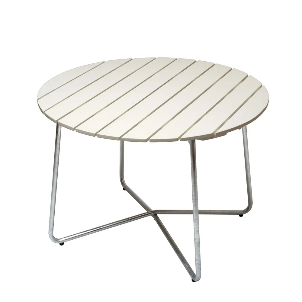 9A matbord, Vitlackad ek Ø100 cm Grythyttan Stålmöbler