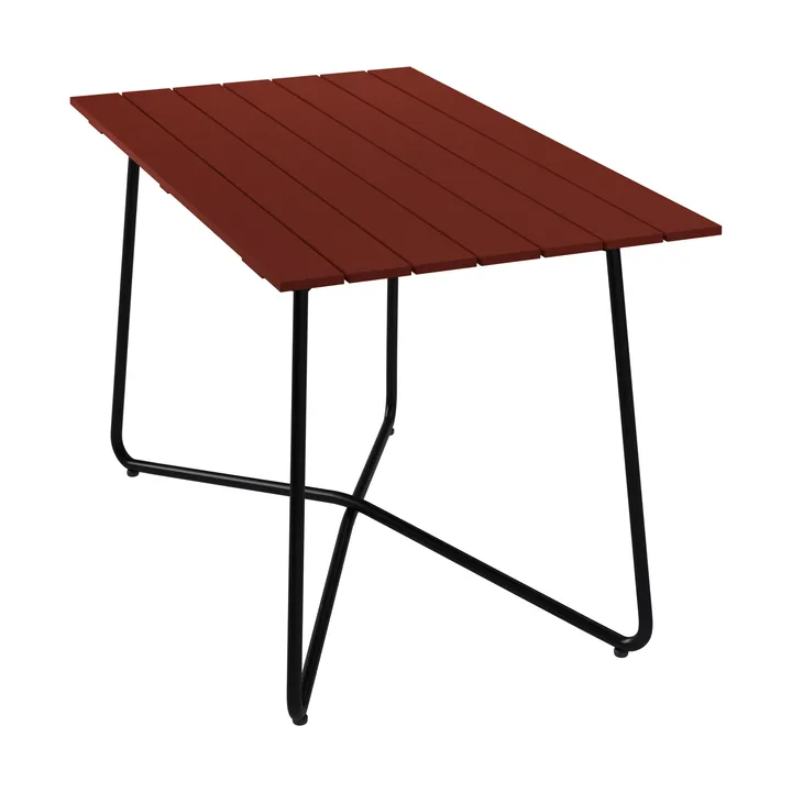 B25A bord - Mörkröd lackerad ek-svart stålstativ, 120x70 cm - Grythyttan Stålmöbler