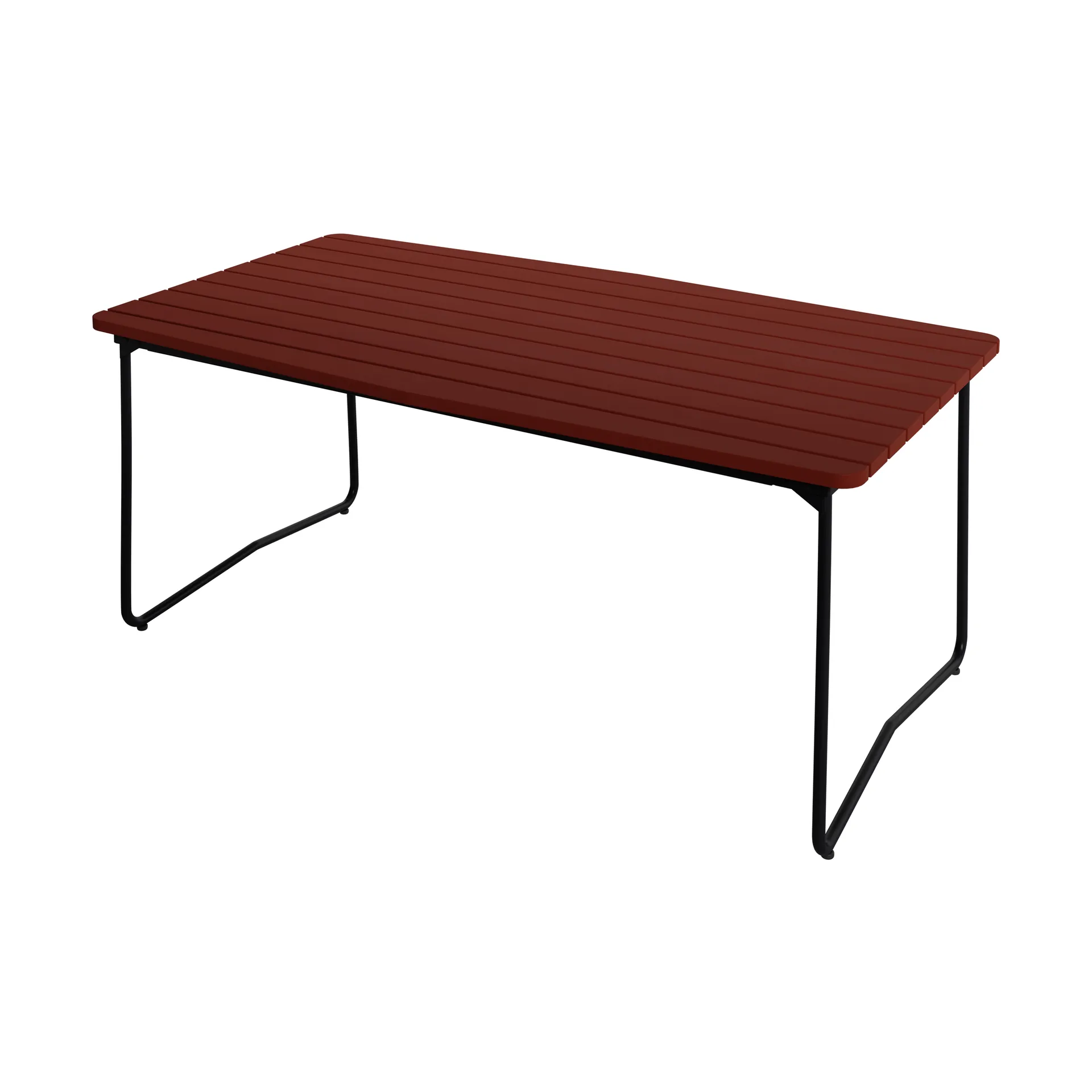 B31 matbord, Mörkröd lackerad ek-svart stålstativ, 170x92 cm Grythyttan Stålmöbler