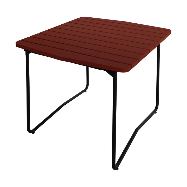 B31 matbord - Mörkröd lackerad ek-svart stålstativ, 84x92 cm - Grythyttan Stålmöbler