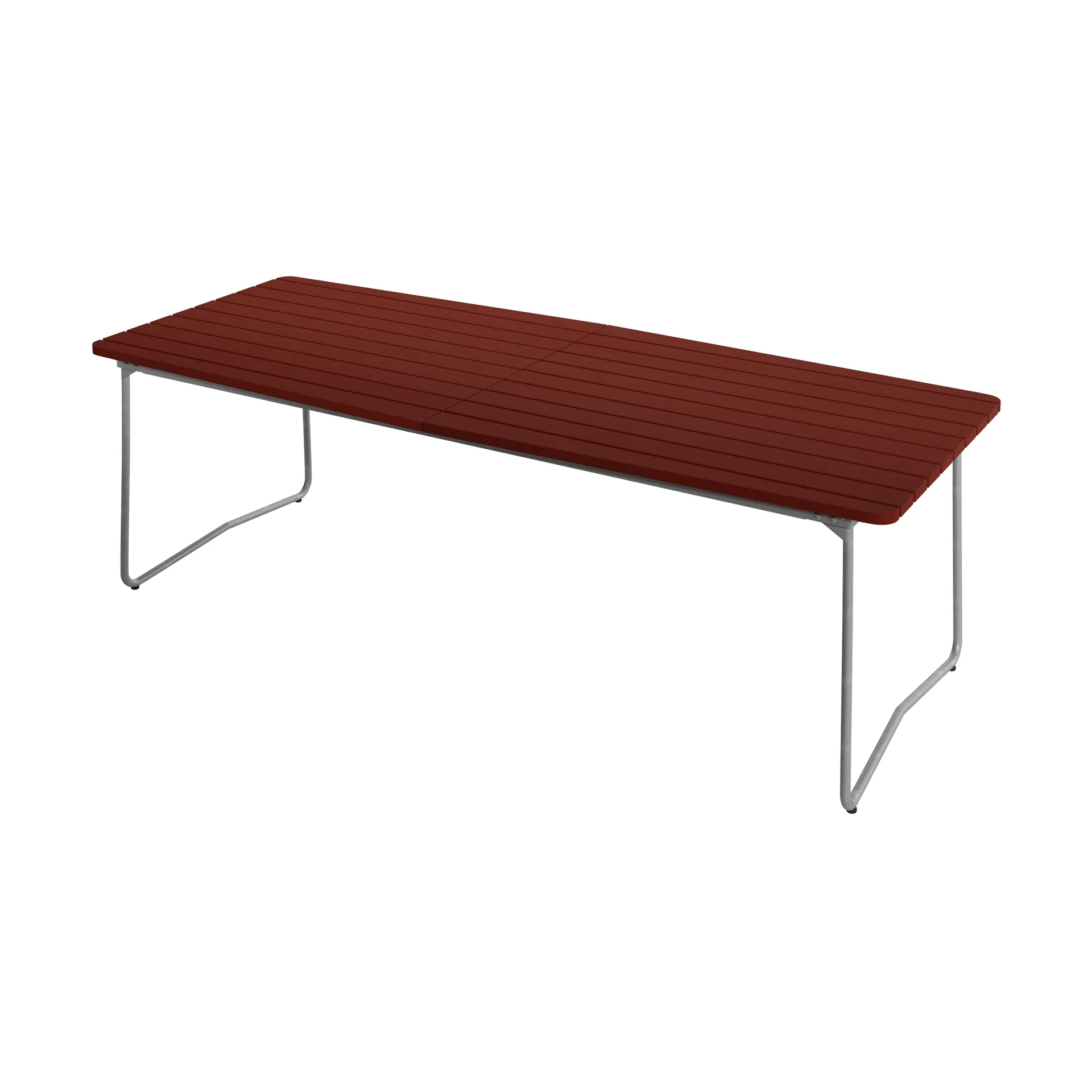 B31 matbord, Mörkröd lackerad ek-varmförzinkat stativ, 230x92 cm Grythyttan Stålmöbler