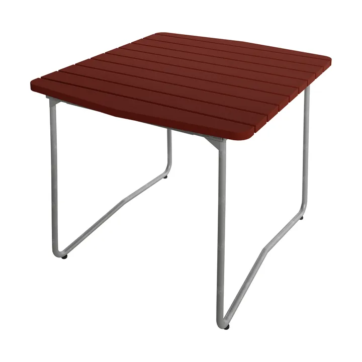 B31 matbord - Mörkröd lackerad ek-varmförzinkat stativ, 84x92 cm - Grythyttan Stålmöbler