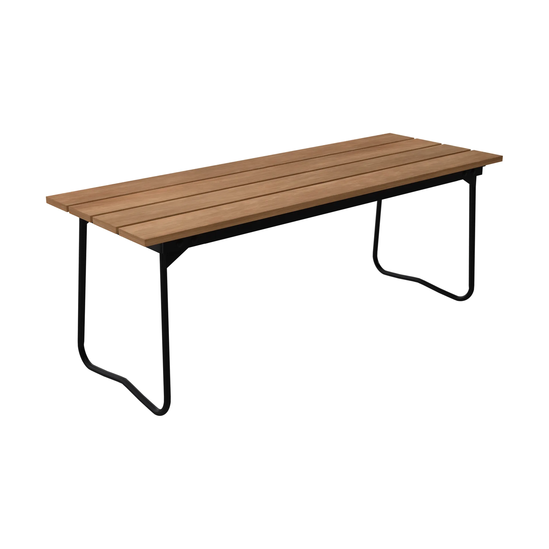 Bänk 8 bänk, Teak-svart stålstativ Grythyttan Stålmöbler