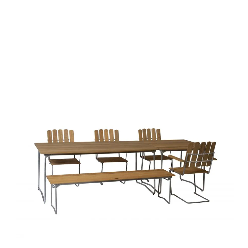 Bänk 9 bänk, Ek olja-170 cm-varmförzinkad Grythyttan Stålmöbler