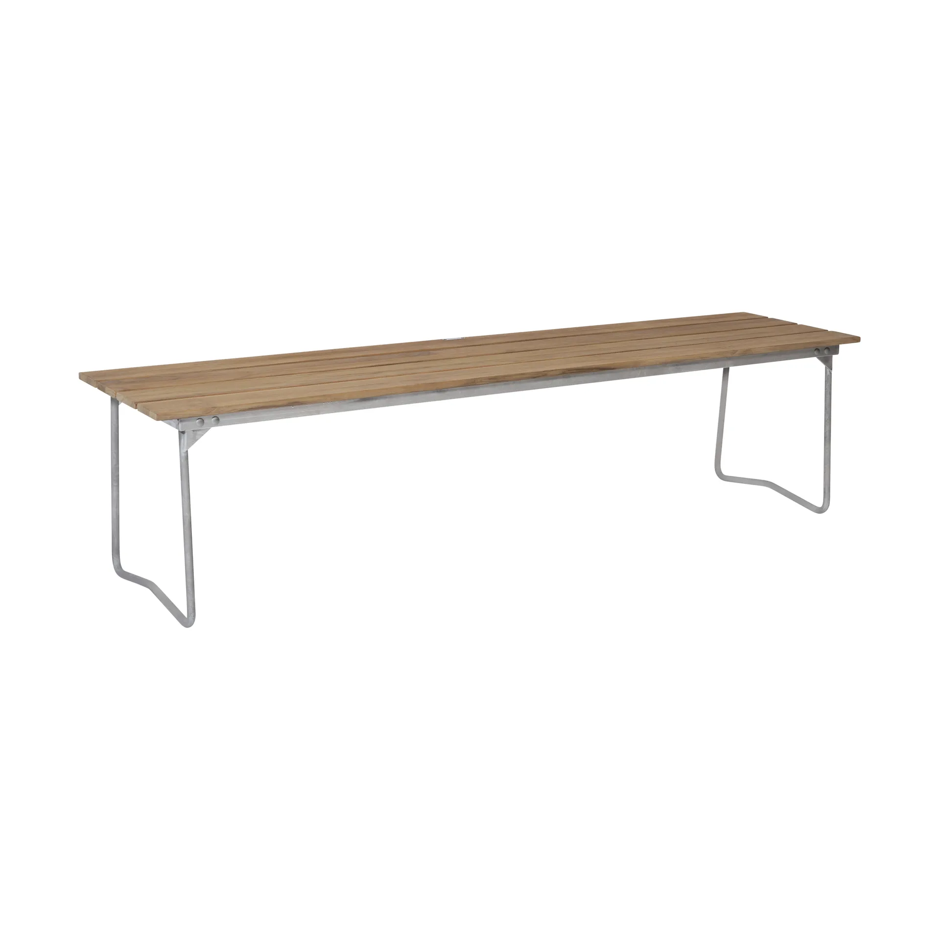 Bänk 9 bänk, Teak-170 cm-varmförzinkad Grythyttan Stålmöbler