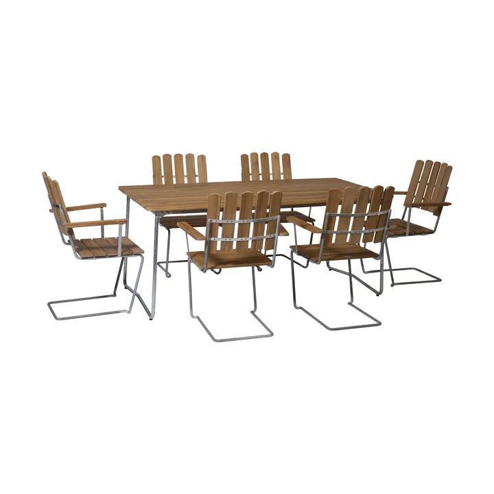 Grythyttan matgrupp teak B31 170cm + 6st A2 - Grythyttan Stålmöbler
