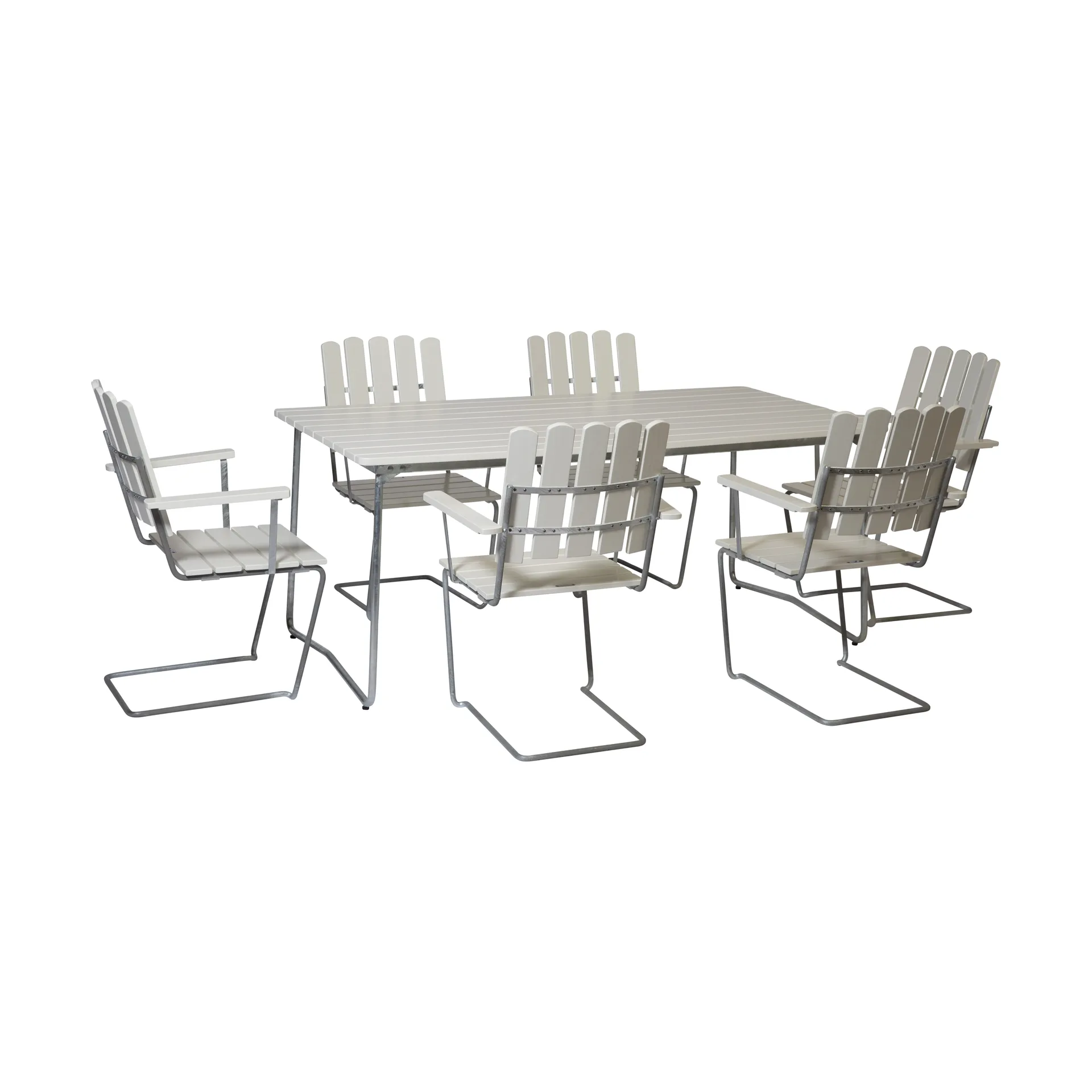 Grythyttan matgrupp vit B31 170 cm + 6st A2 Grythyttan Stålmöbler
