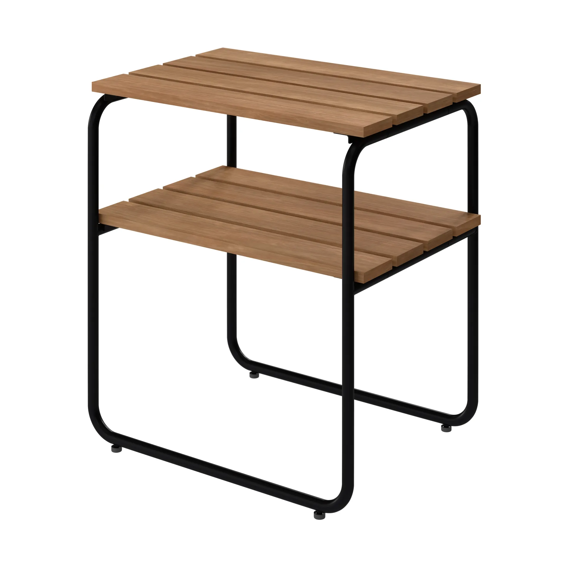 L45 sidobord, Teak-svart stålstativ, 45x32 cm Grythyttan Stålmöbler
