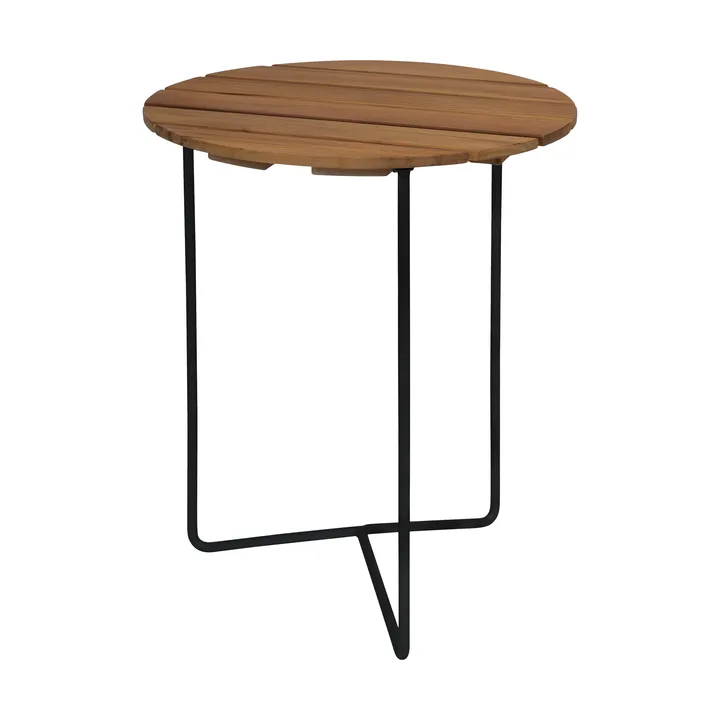 Table 6B bord - Obehandlad teak-svart, Ø60 cm - Grythyttan Stålmöbler