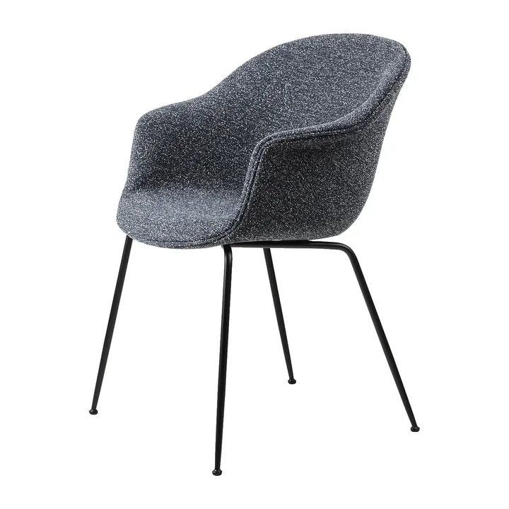 Bat Dining Chair fully upholstered conic base - Around bouclé 023-black - GUBI
