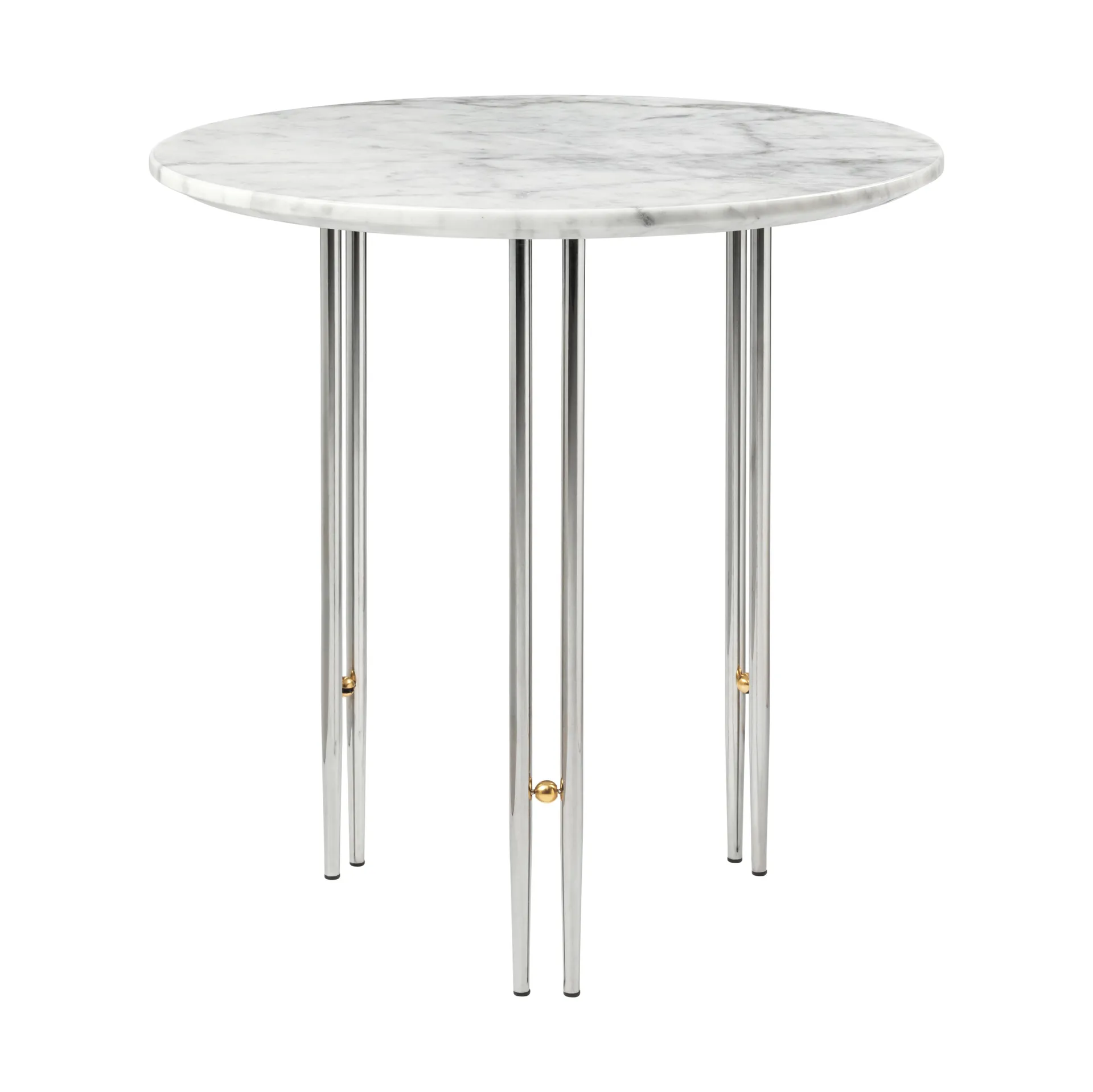 IOI soffbord Ø50 cm, Krom-mässing-vit marmor GUBI