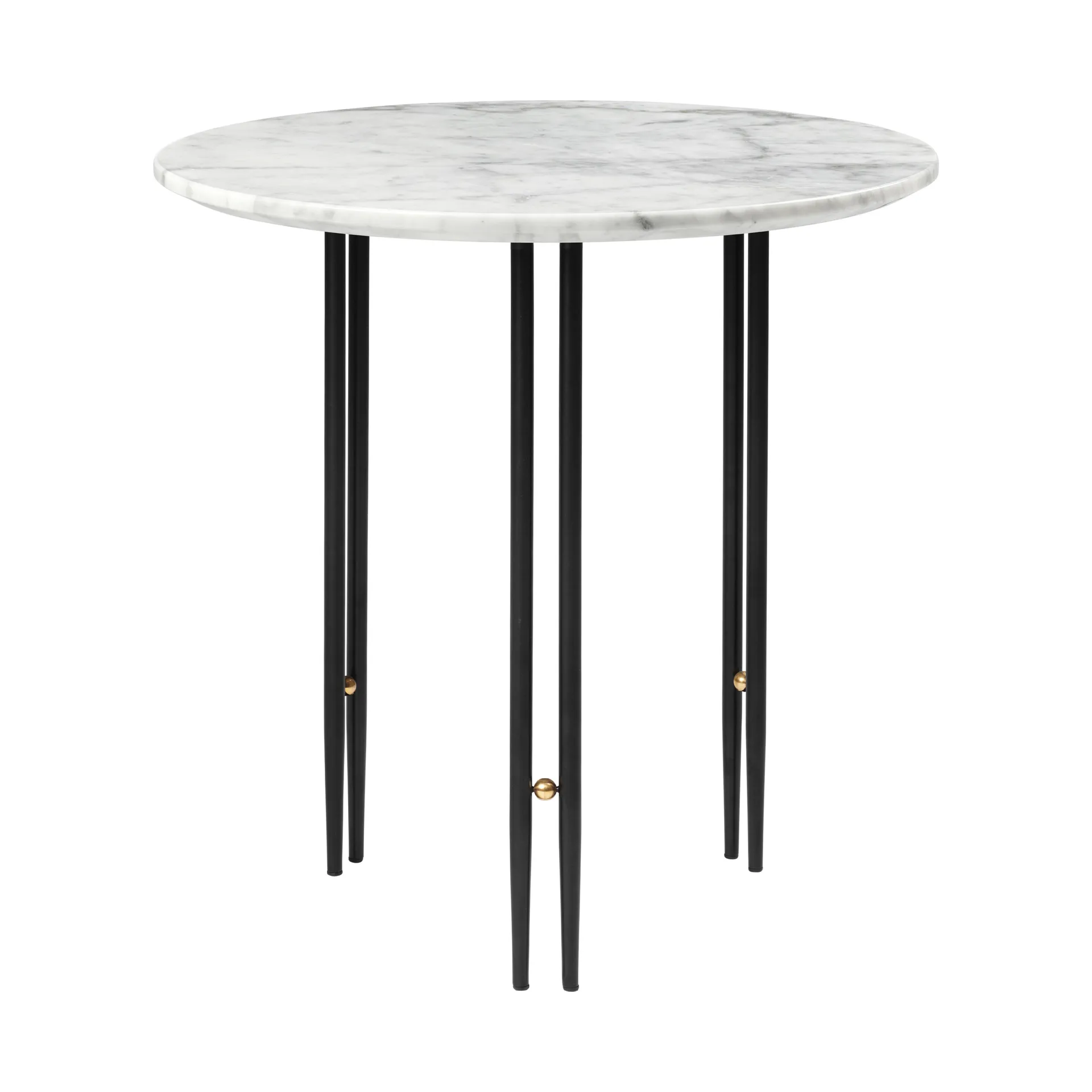 IOI soffbord Ø50 cm, Svart-mässing-vit marmor GUBI