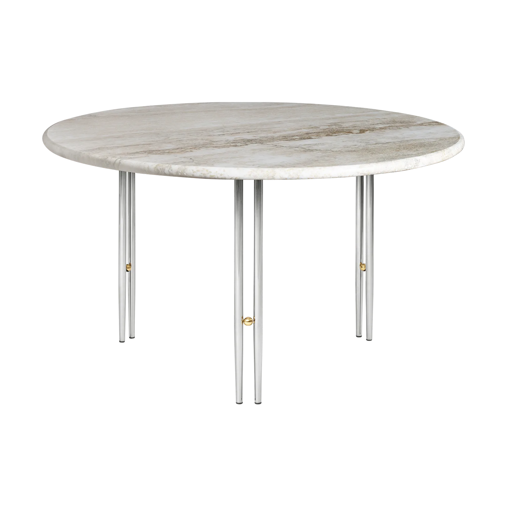 IOI soffbord, Rippled beige-kromstativ Ø70 cm GUBI
