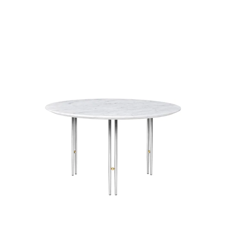 IOI soffbord - White carrara marble-ø70-krom - GUBI