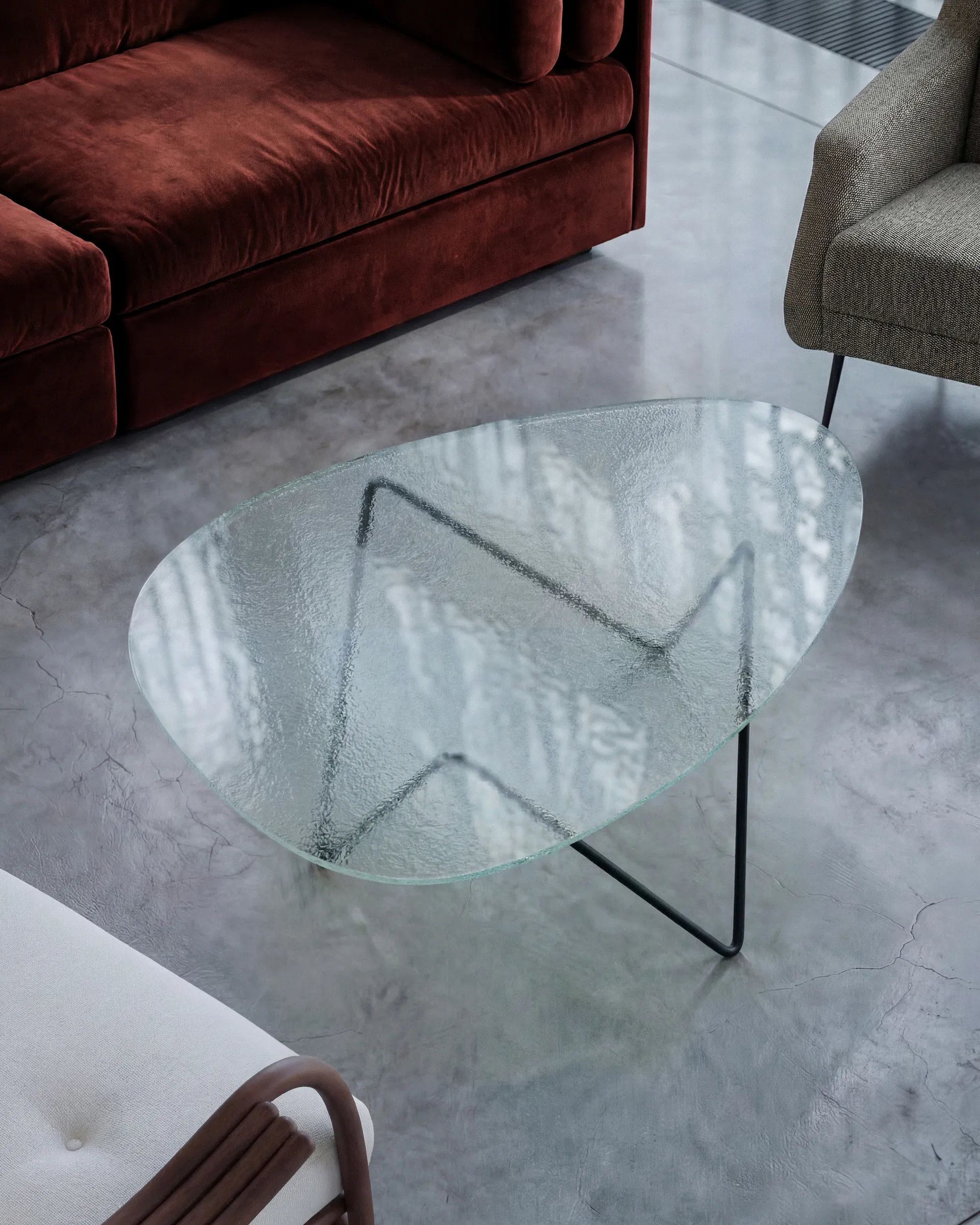 Pedrera soffbord, Svart semimatt-strukturglas transparent GUBI