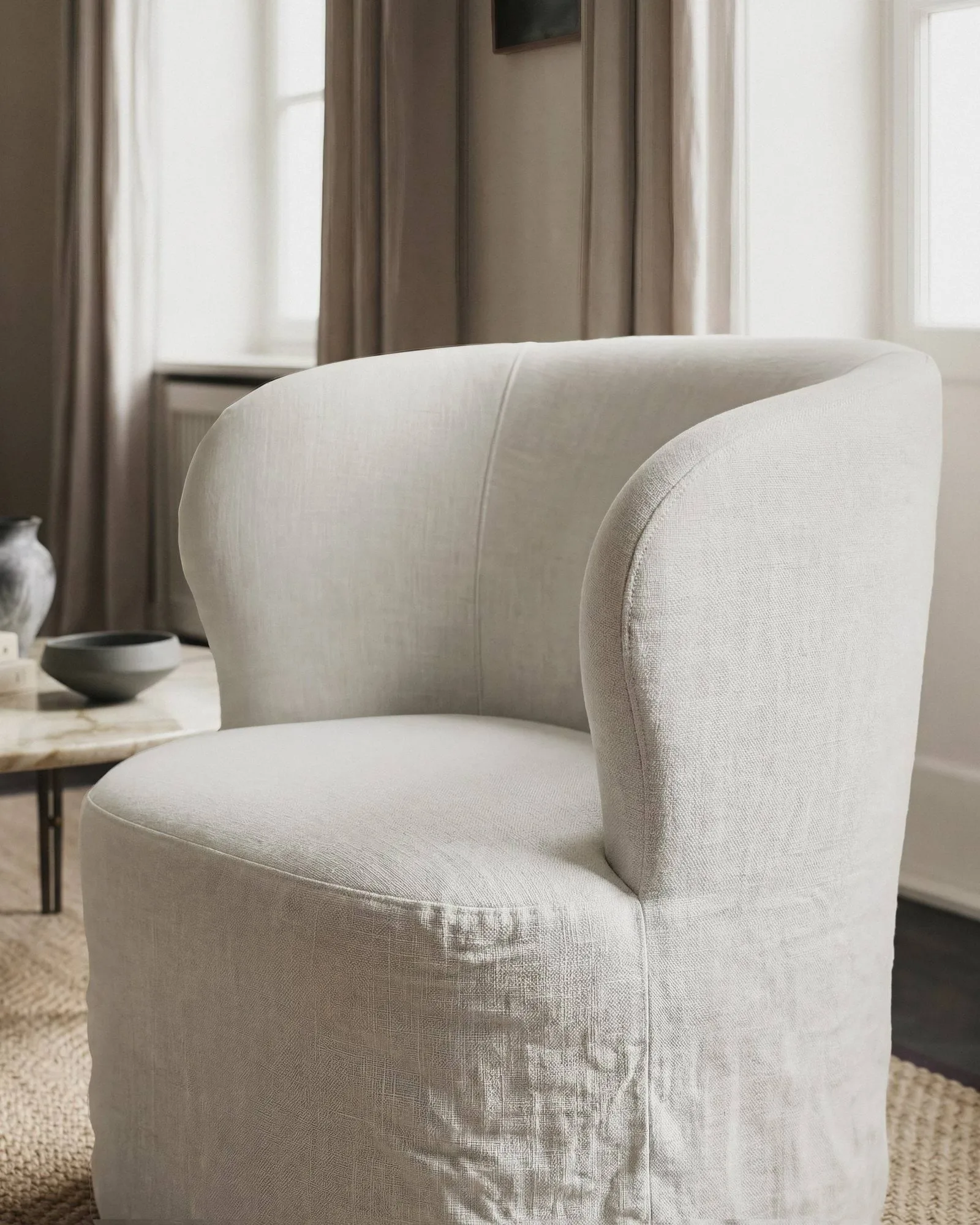 Stay Slipcover loungestol, Linen Flax 0024, large GUBI