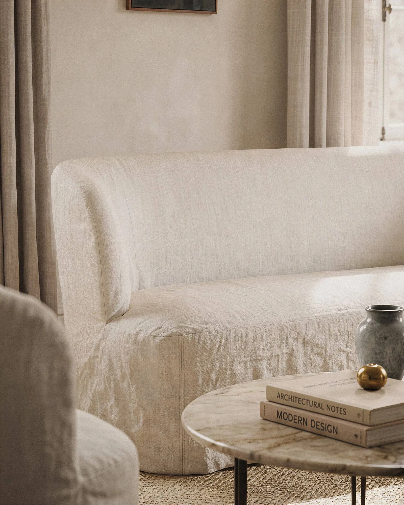 Stay Slipcover soffa, Linen Natural 0023, 190x70 cm, 2,5-sits GUBI