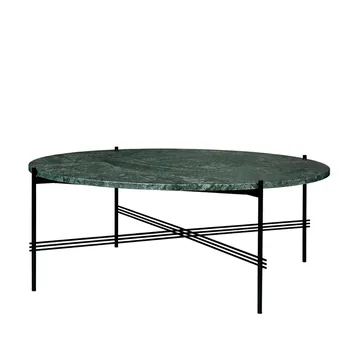 TS Round soffbord - green guatemala marble, ø105, svart stativ - GUBI