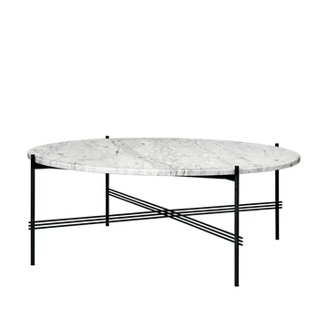 TS Round soffbord - white carrara marble, ø105, svart stativ - GUBI