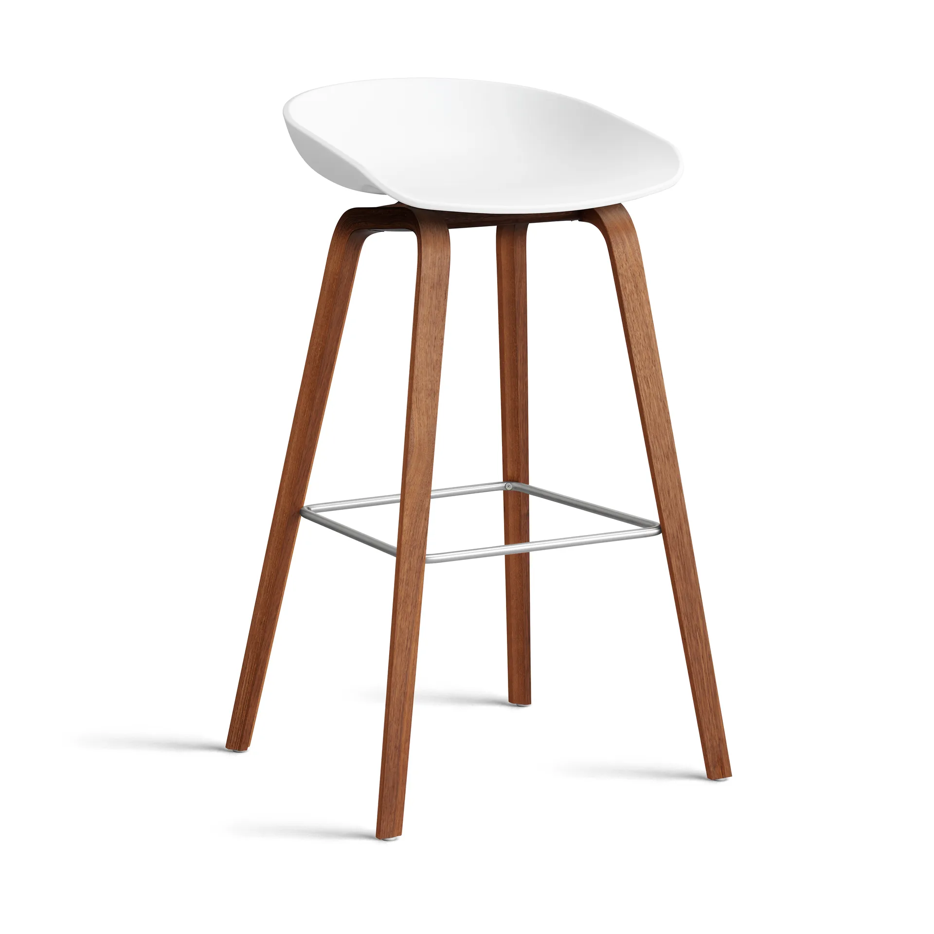 About a Stool 32 High barstol valnötsstativ 2.0, Vit-rostfritt stålstöd HAY