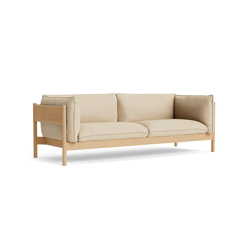 Arbour ECO 3-sits soffa, Tyg hallingdal 220 beige, vaxoljad ek HAY