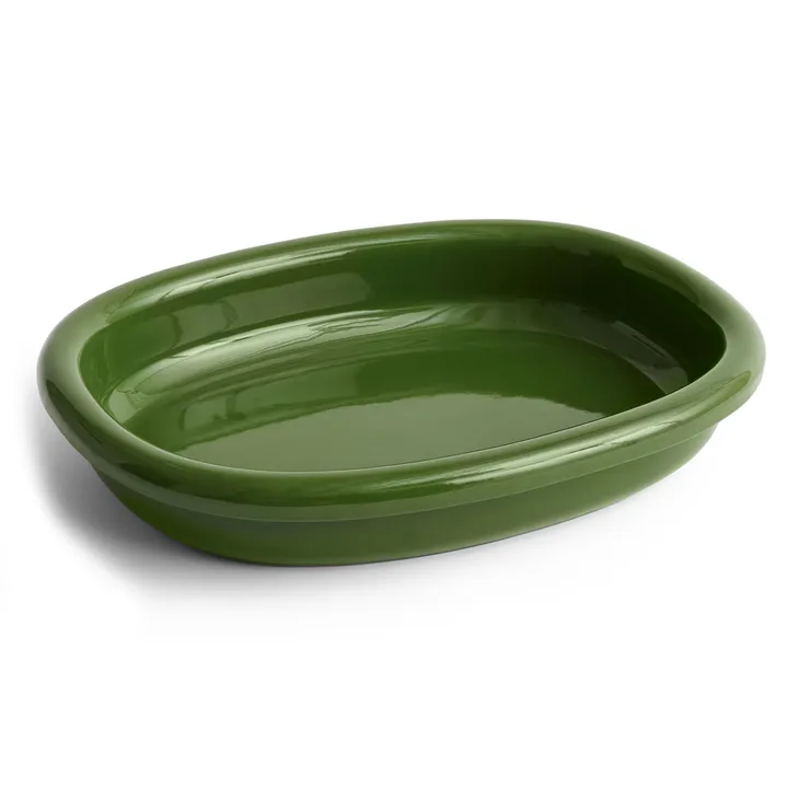 Barro ovalt serveringsfat - Green, large 27x36 cm - HAY