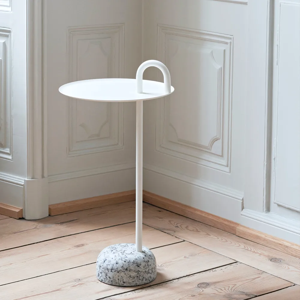 Bowler sidobord, Cream white-granite HAY