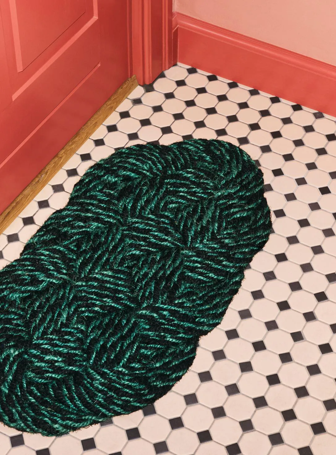 Coco dörrmatta 40x80 cm, Swirl green-black HAY