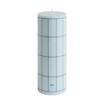 Column Candle blockljus large 25 cm - Light blue-blue grid check - HAY