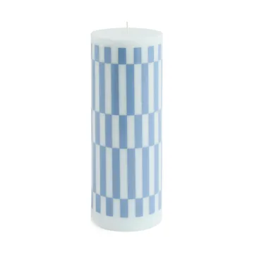Column Candle blockljus large 25 cm - Light blue-dusty blue check - HAY
