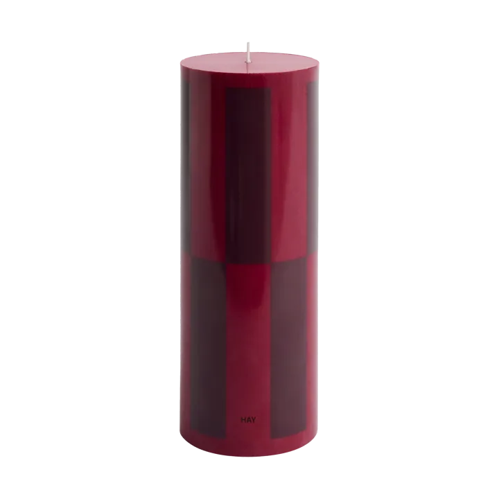 Column Candle blockljus large 25 cm - Wine-bordeaux large check - HAY