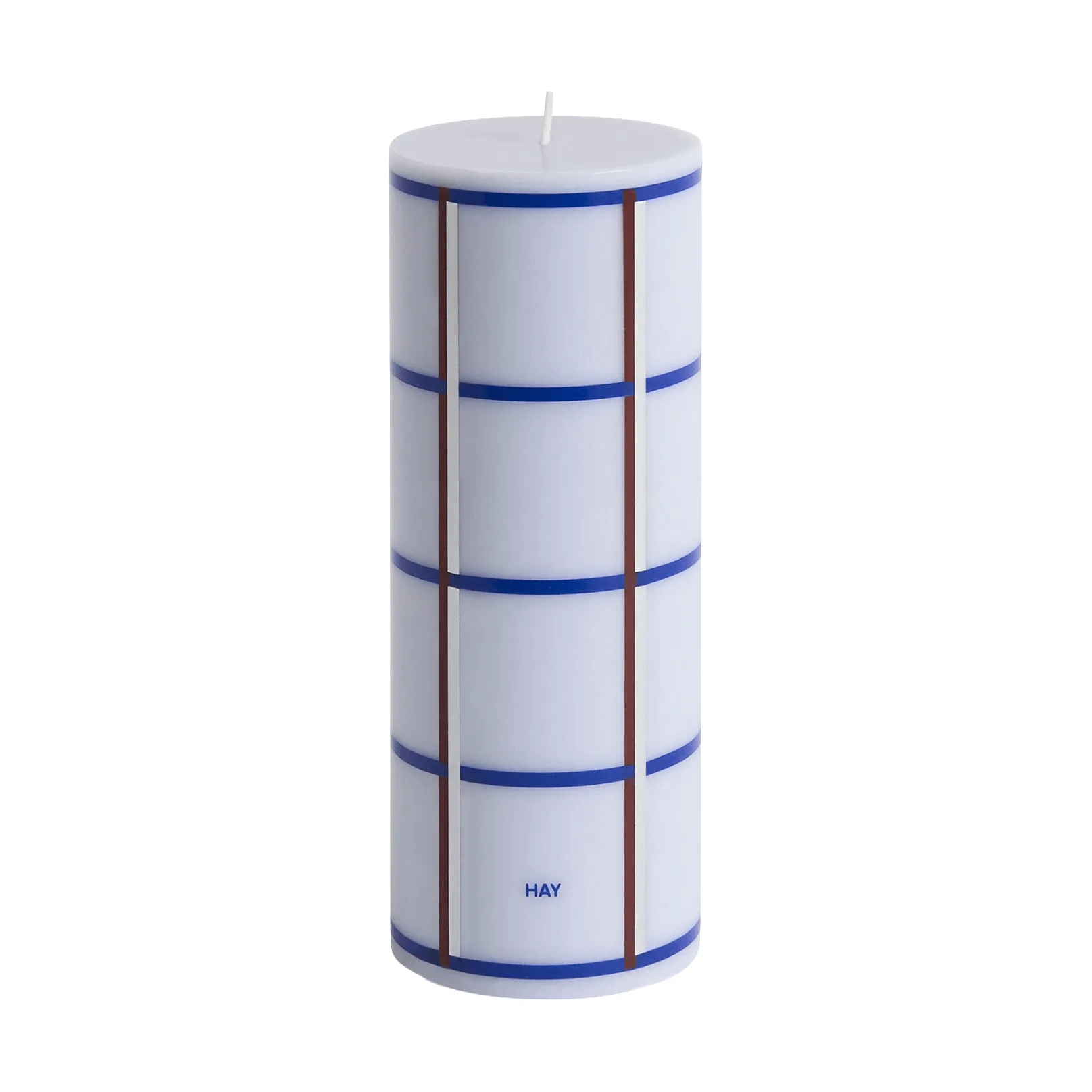 Column Candle blockljus medium 20 cm, Light blue, blue, bordeaux and silver HAY