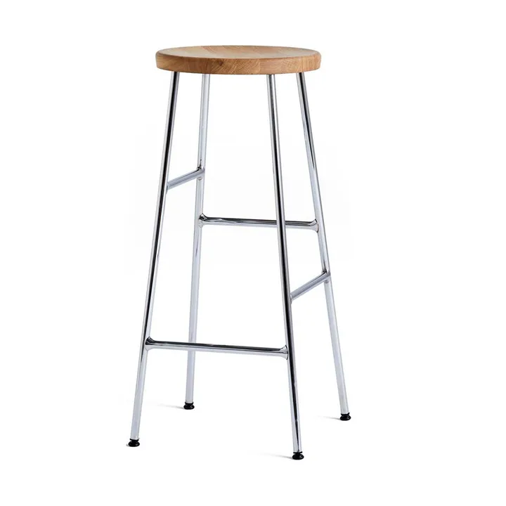 Cornet rund barpall 75 cm - Oiled oak-chrome - HAY