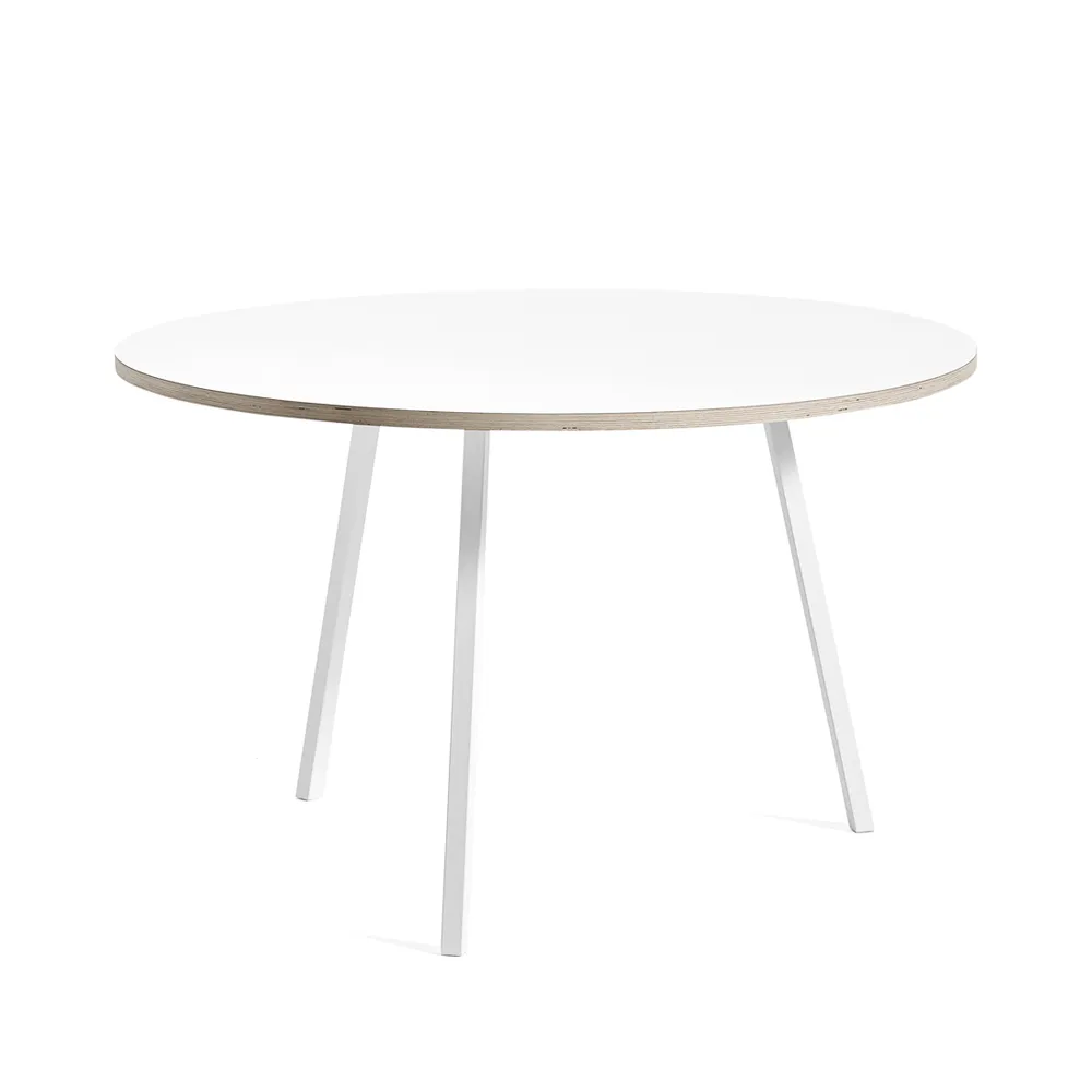 Loop Stand matbord runt, White laminate-white, Ø120 cm HAY