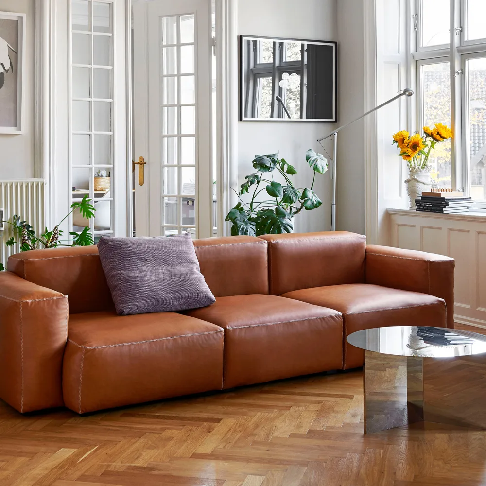 Mags Soft low 3-sits soffa, Linara 443 tweed-ton i ton söm HAY